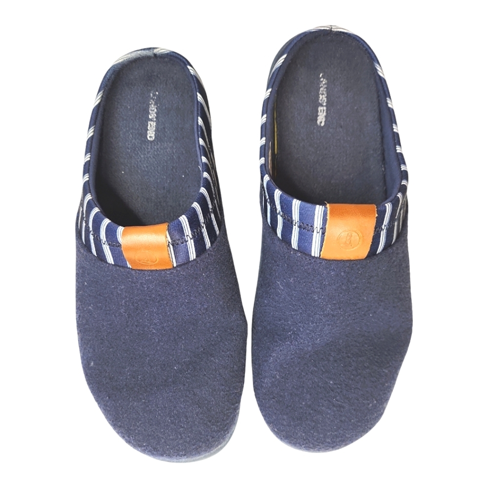 Lands End Women's slide on shoes sz 10 B blue nautical outdoor indoor house shoe